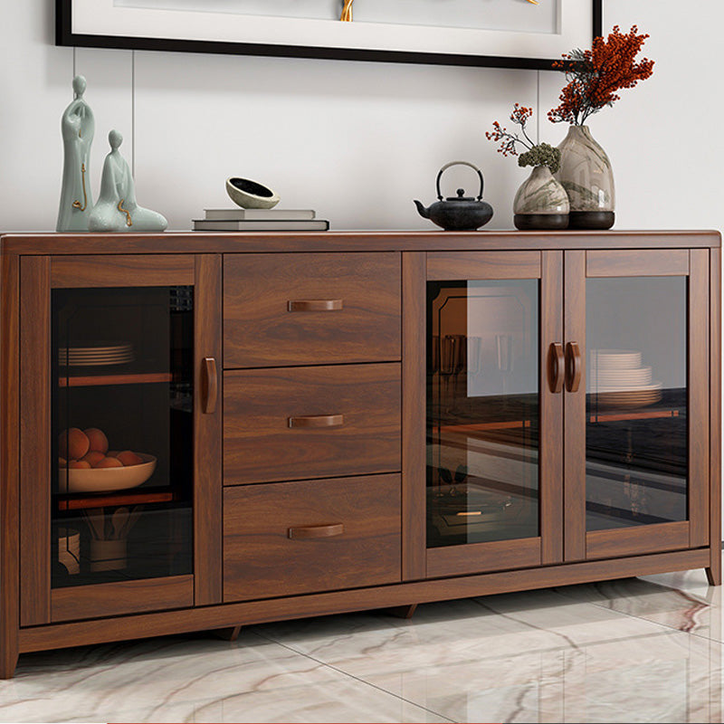 Contemporary Side Board Brown Engineered Wood Sideboard for Dining Room