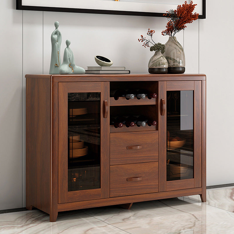 Contemporary Side Board Brown Engineered Wood Sideboard for Dining Room