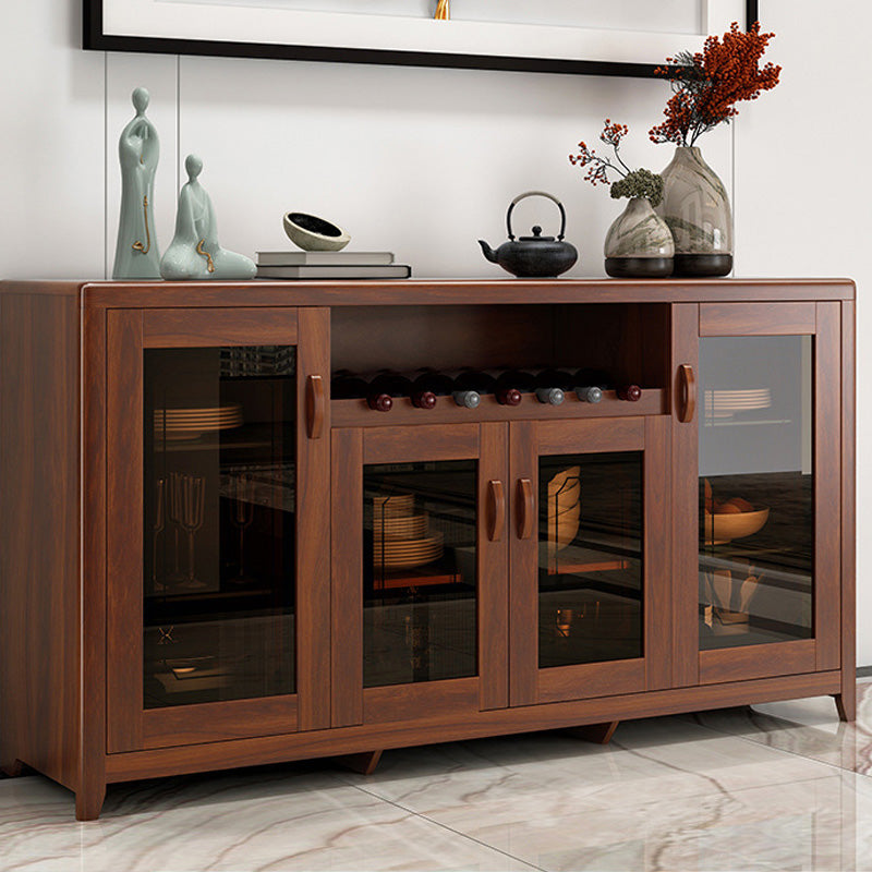 Contemporary Side Board Brown Engineered Wood Sideboard for Dining Room