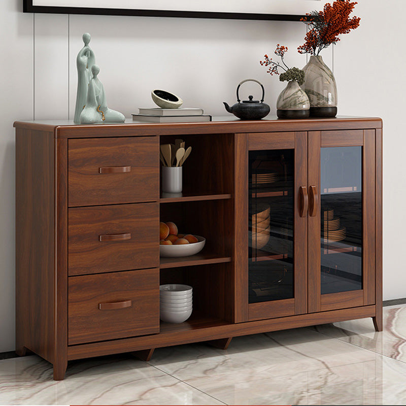 Contemporary Side Board Brown Engineered Wood Sideboard for Dining Room