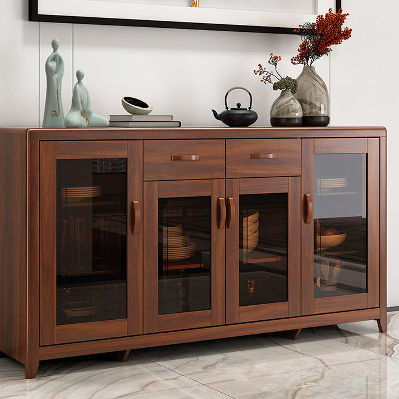 Contemporary Side Board Brown Engineered Wood Sideboard for Dining Room