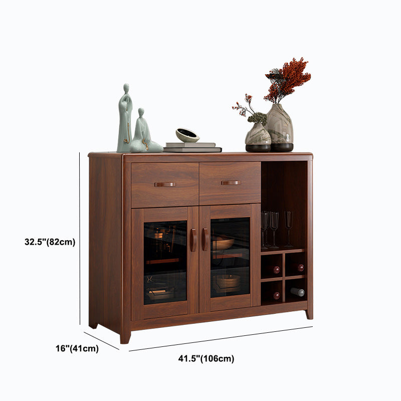 Contemporary Side Board Brown Engineered Wood Sideboard for Dining Room