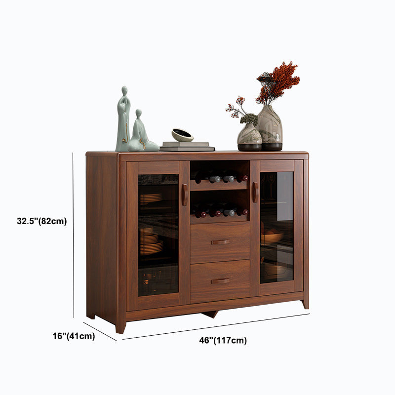 Contemporary Side Board Brown Engineered Wood Sideboard for Dining Room