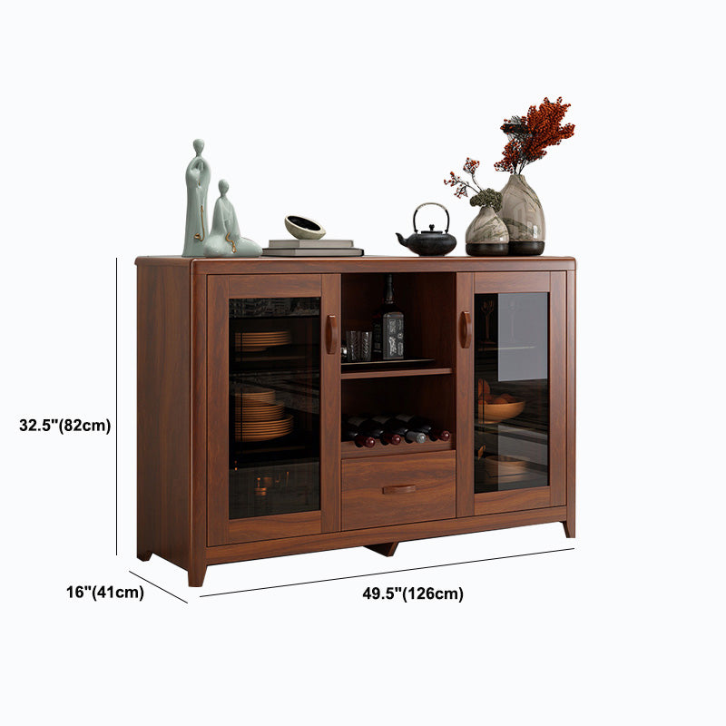 Contemporary Side Board Brown Engineered Wood Sideboard for Dining Room