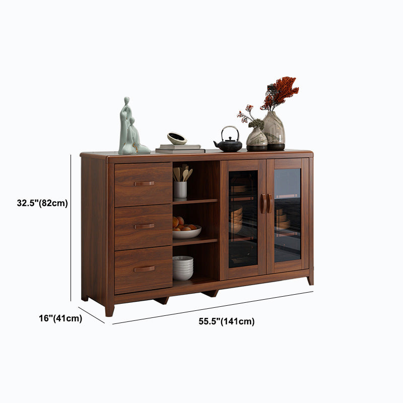 Contemporary Side Board Brown Engineered Wood Sideboard for Dining Room