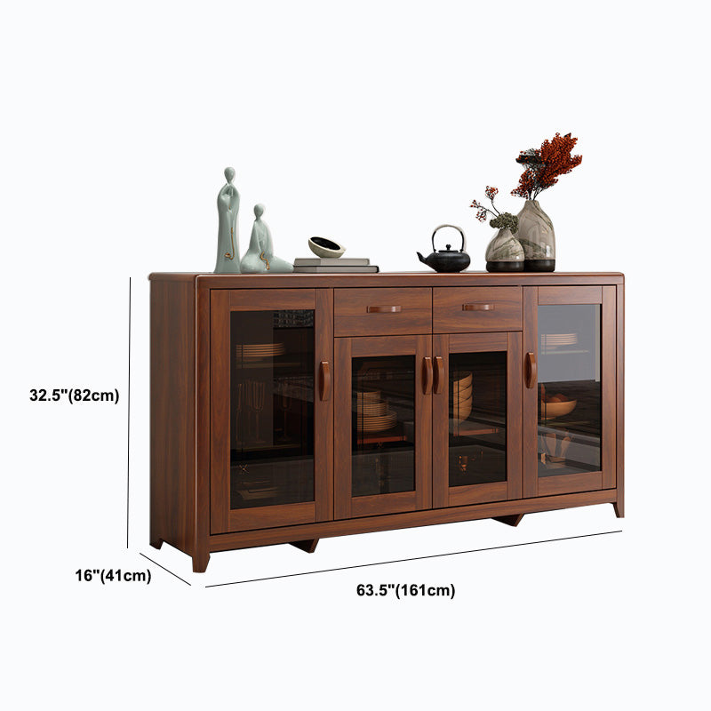 Contemporary Side Board Brown Engineered Wood Sideboard for Dining Room