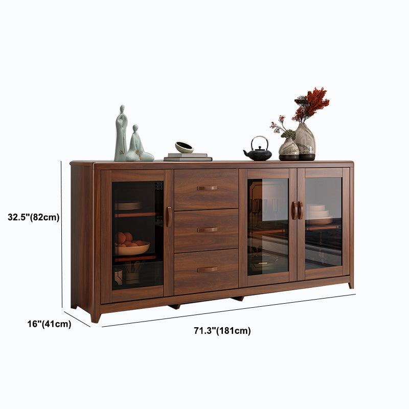 Contemporary Side Board Brown Engineered Wood Sideboard for Dining Room