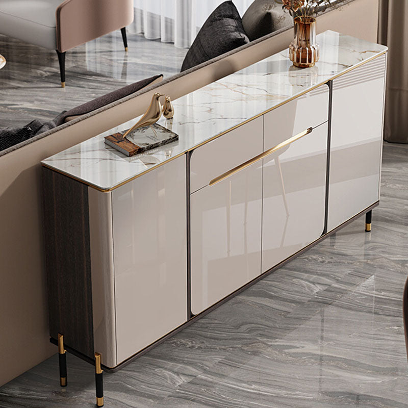 Glam Style Sideboard Stone Top Sideboard with Door for Dining Room