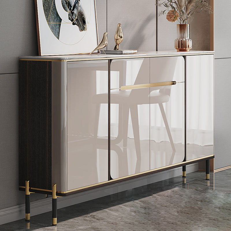 Glam Style Sideboard Stone Top Sideboard with Door for Dining Room