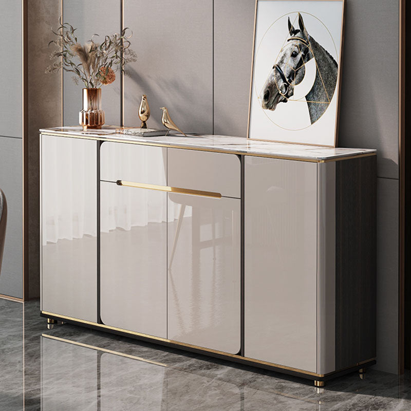 Glam Style Sideboard Stone Top Sideboard with Door for Dining Room