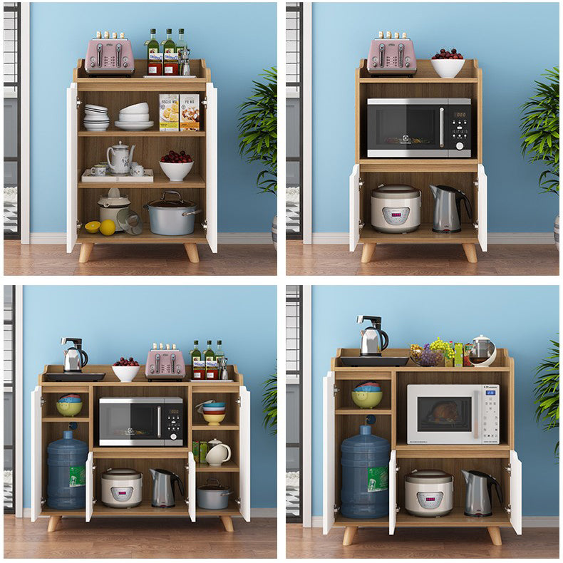 Contemporary Sideboard Wood Open Storage Dining Room Cabinets