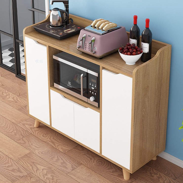 Contemporary Sideboard Wood Open Storage Dining Room Cabinets