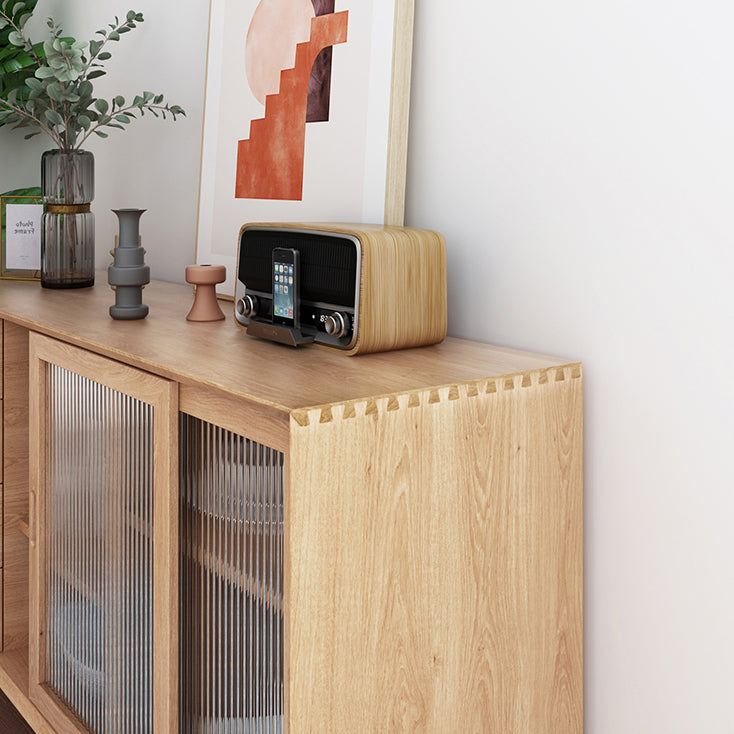 Glass Doors and Drawer Cupboard Simple Style Wood Sideboard for Kitchen