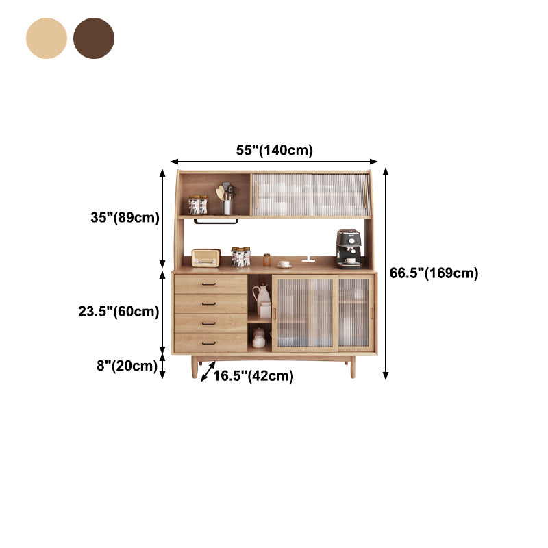 Glass Doors and Drawer Cupboard Simple Style Wood Sideboard for Kitchen