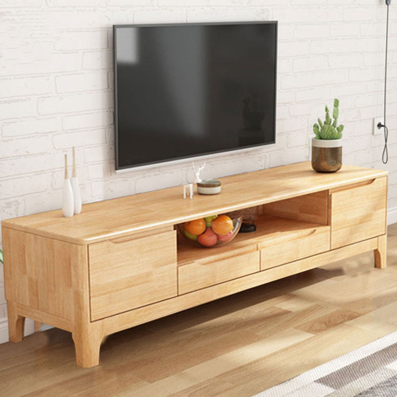 Modern TV Stand with Storage Cabinets, TV Stand in Wooden Tone