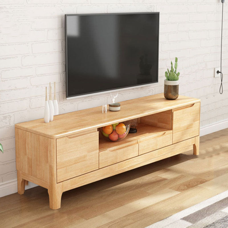 Modern TV Stand with Storage Cabinets, TV Stand in Wooden Tone