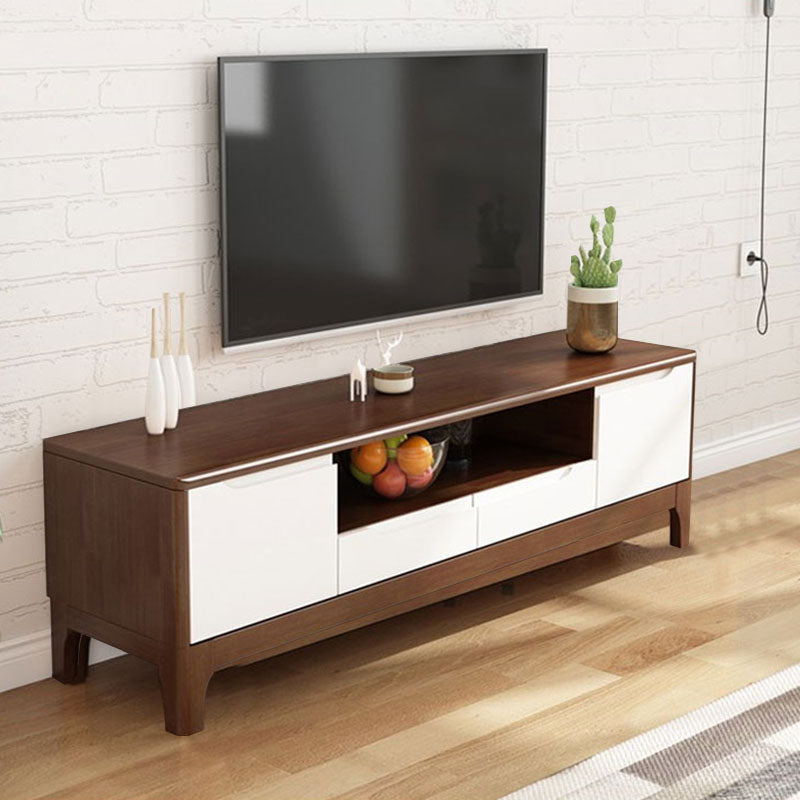 Modern TV Stand with Storage Cabinets, TV Stand in Wooden Tone