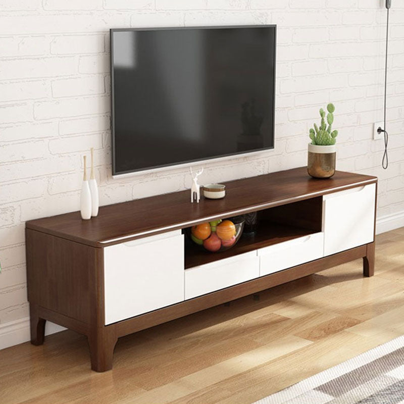 Modern TV Stand with Storage Cabinets, TV Stand in Wooden Tone