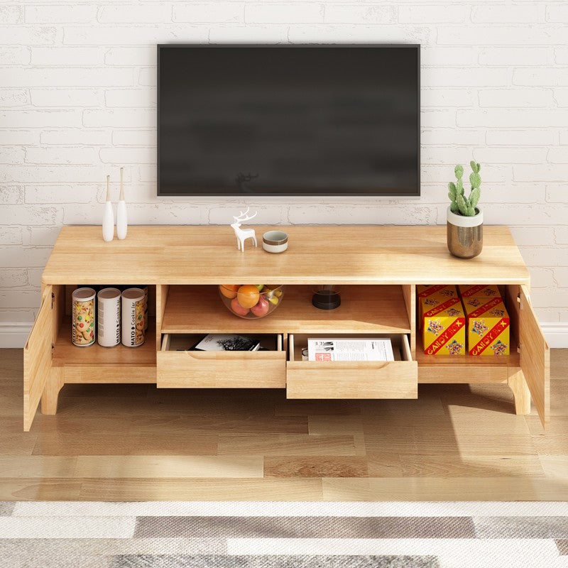 Modern TV Stand with Storage Cabinets, TV Stand in Wooden Tone