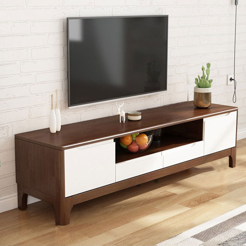 Modern TV Stand with Storage Cabinets, TV Stand in Wooden Tone