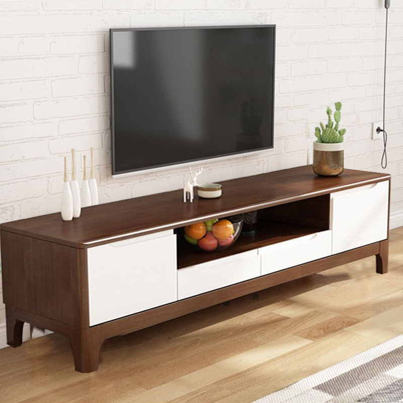 Modern TV Stand with Storage Cabinets, TV Stand in Wooden Tone