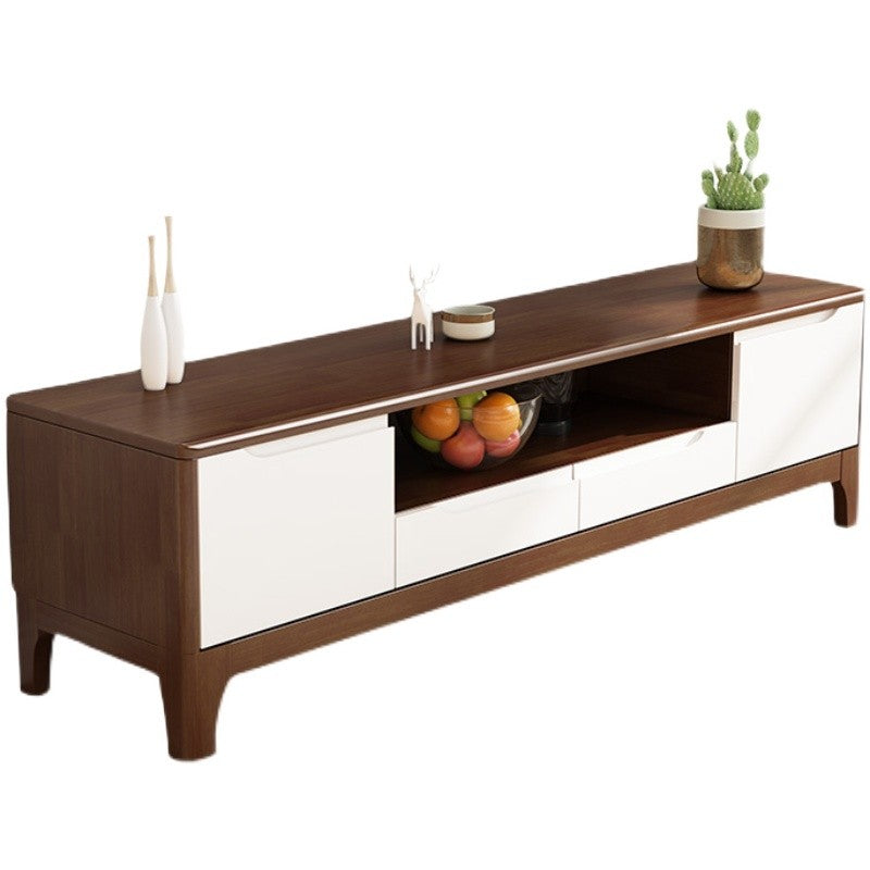 Modern TV Stand with Storage Cabinets, TV Stand in Wooden Tone