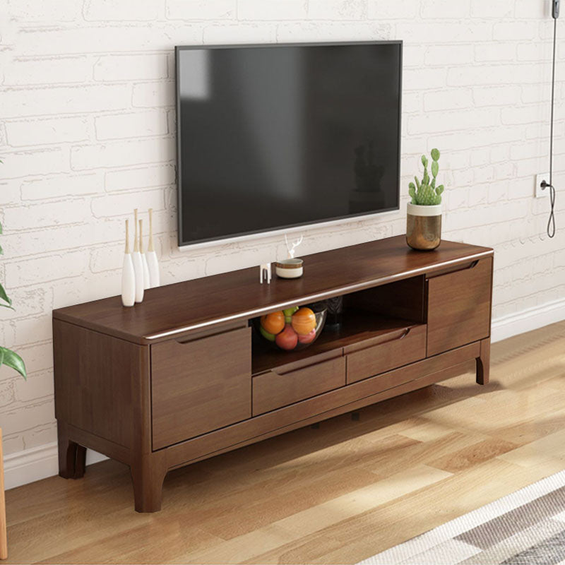 Modern TV Stand with Storage Cabinets, TV Stand in Wooden Tone