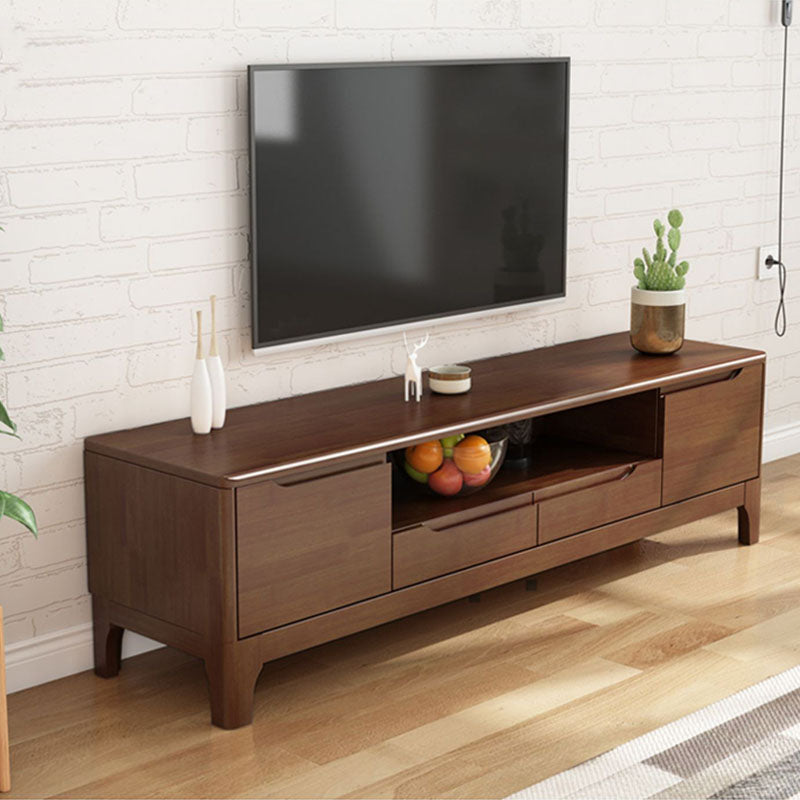 Modern TV Stand with Storage Cabinets, TV Stand in Wooden Tone