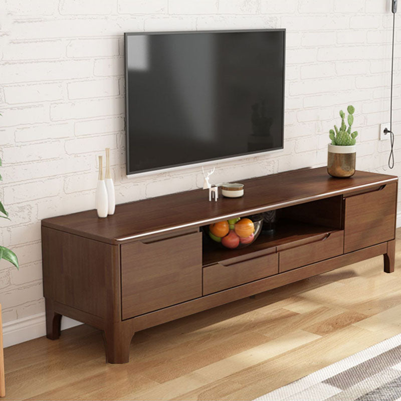 Modern TV Stand with Storage Cabinets, TV Stand in Wooden Tone