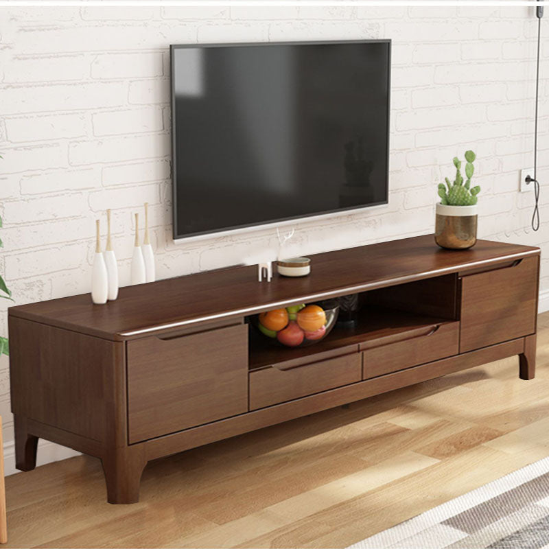 Modern TV Stand with Storage Cabinets, TV Stand in Wooden Tone