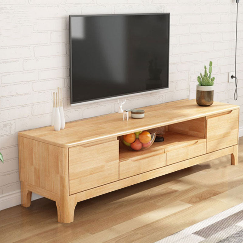 Modern TV Stand with Storage Cabinets, TV Stand in Wooden Tone