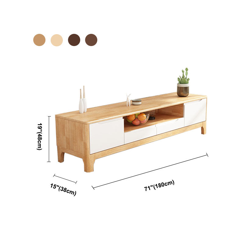 Modern TV Stand with Storage Cabinets, TV Stand in Wooden Tone