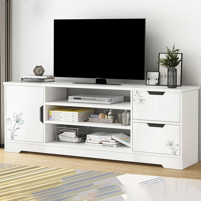 Scandinavian Style TV Stand Wood Open Storage Stand Console with Shelf