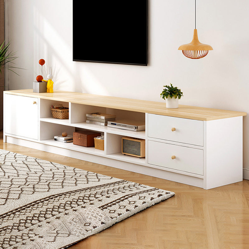 Scandinavian Style TV Stand Wood Open Storage Stand Console with Shelf