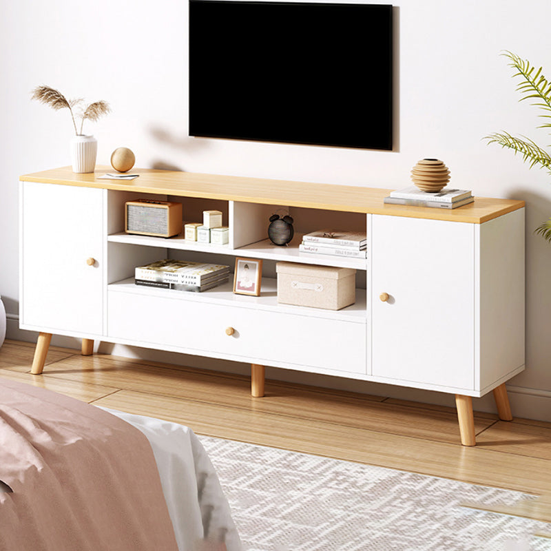 Scandinavian Style TV Stand Wood Open Storage Stand Console with Shelf