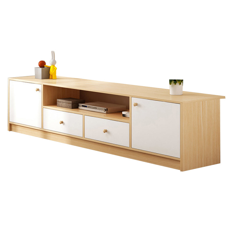 Scandinavian Style TV Stand Wood Open Storage Stand Console with Shelf