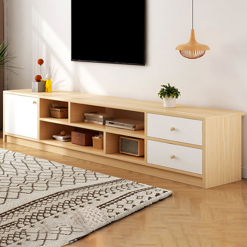 Scandinavian Style TV Stand Wood Open Storage Stand Console with Shelf