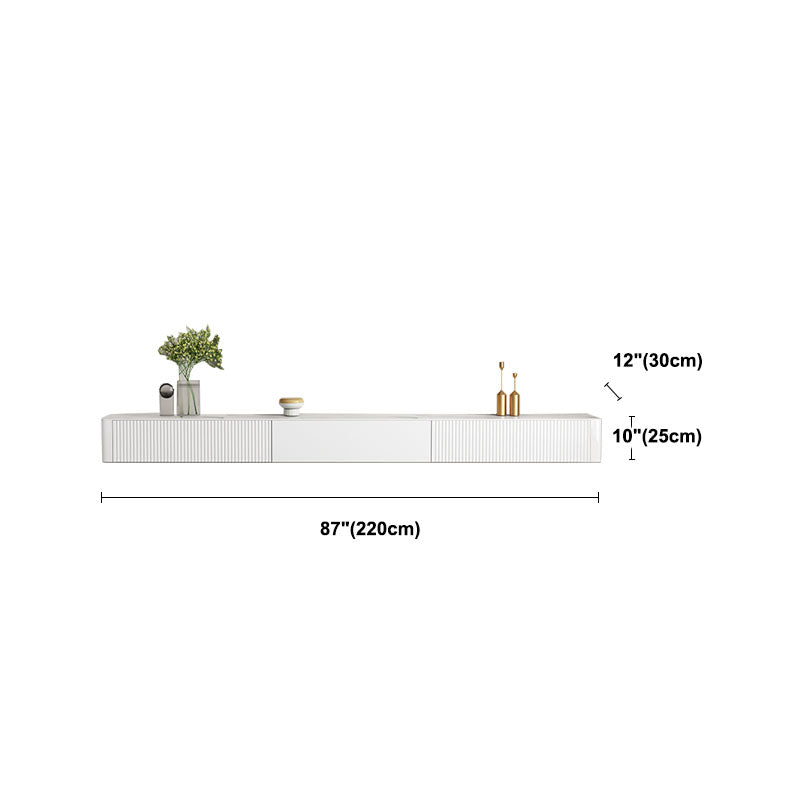 9.84"H TV Stand Contemporary Style White Wall-mounted TV Console with 2 Drawers