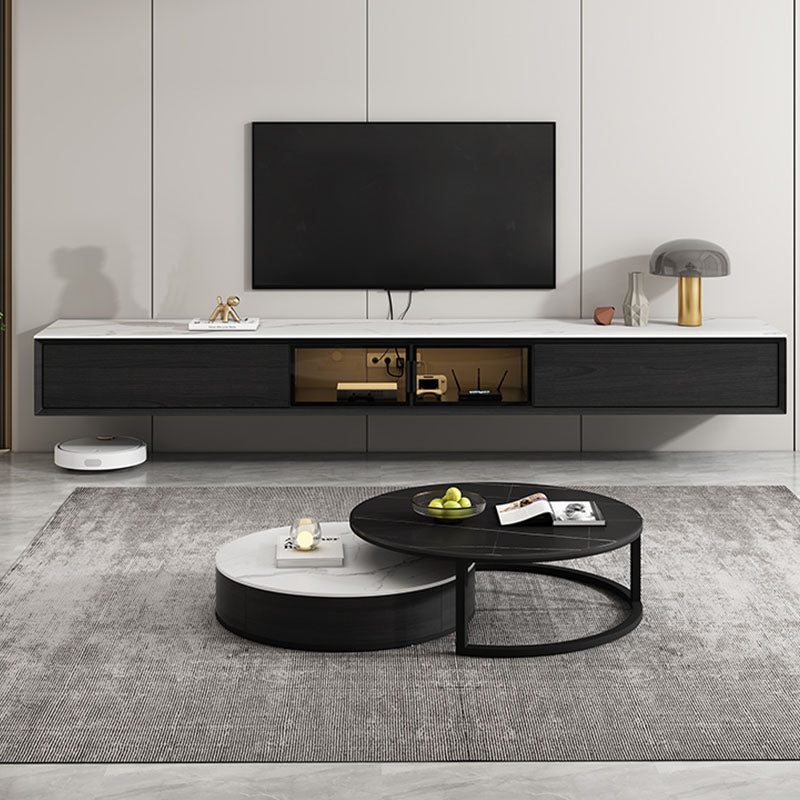 Floating TV Media Stand with Drawers Contemporary TV Console