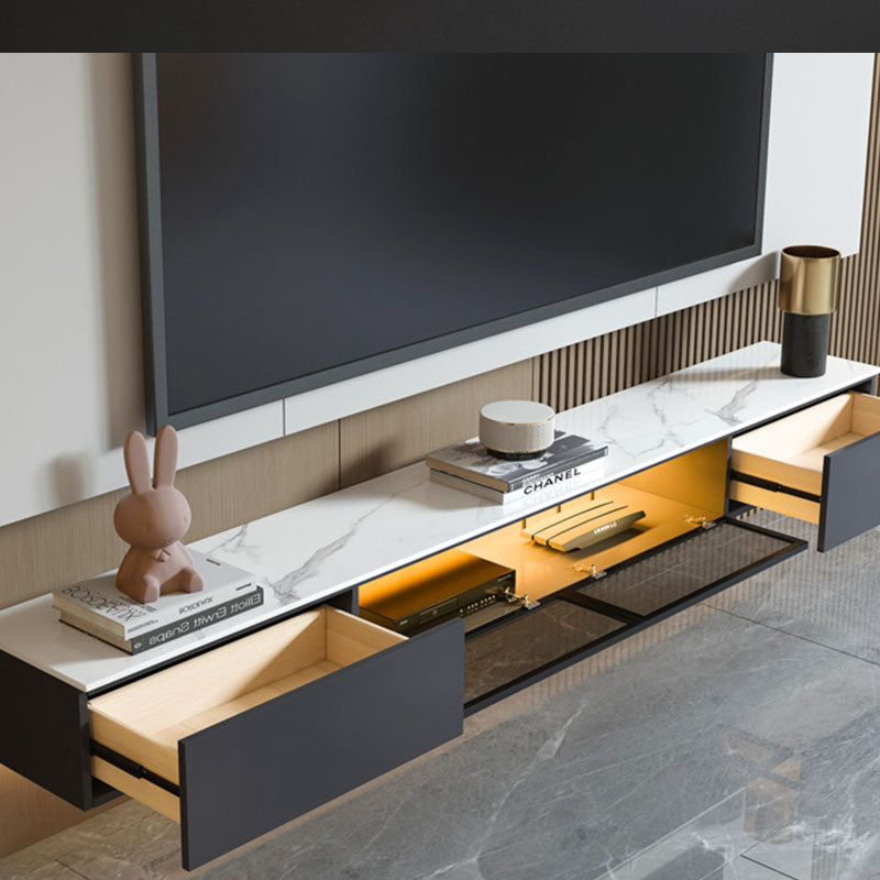 Floating TV Media Stand with Drawers Contemporary TV Console