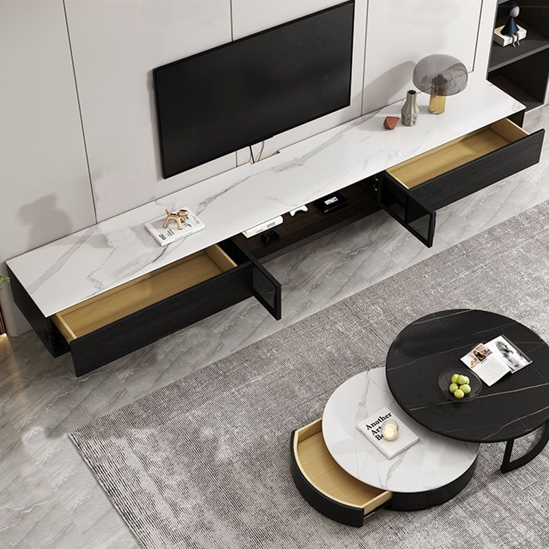 Floating TV Media Stand with Drawers Contemporary TV Console