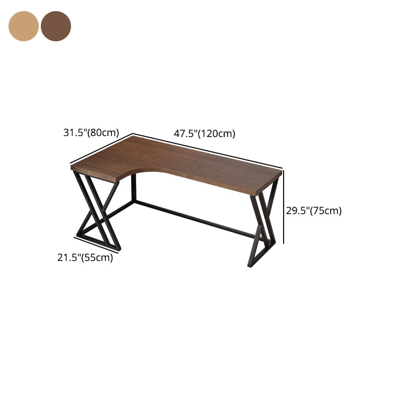 L-Shape Industrial Office Desk  Solid Wood Fixed Writing Table