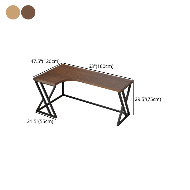 L-Shape Industrial Office Desk  Solid Wood Fixed Writing Table