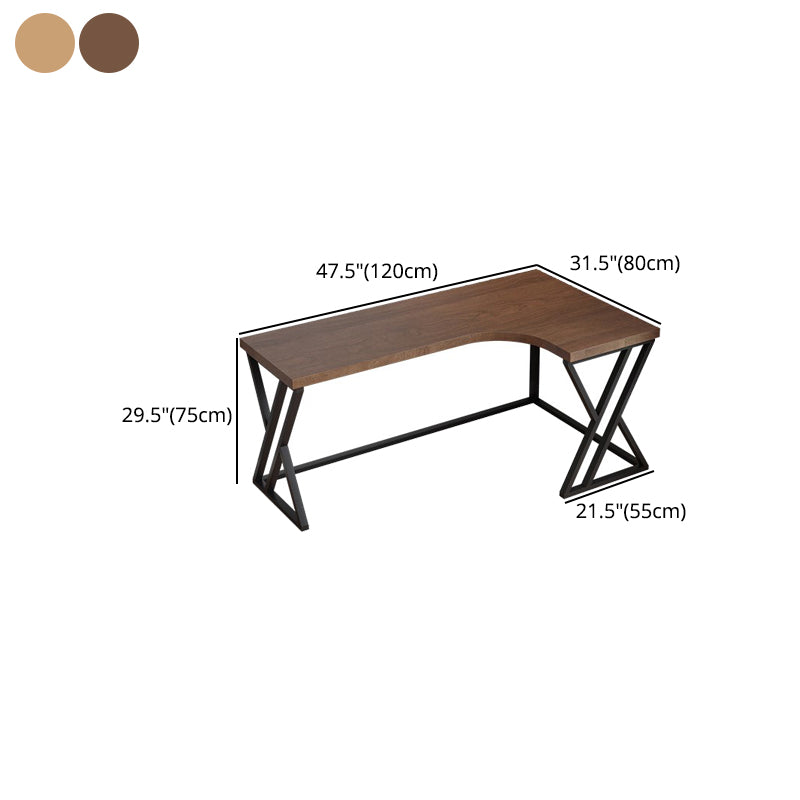 L-Shape Industrial Office Desk  Solid Wood Fixed Writing Table