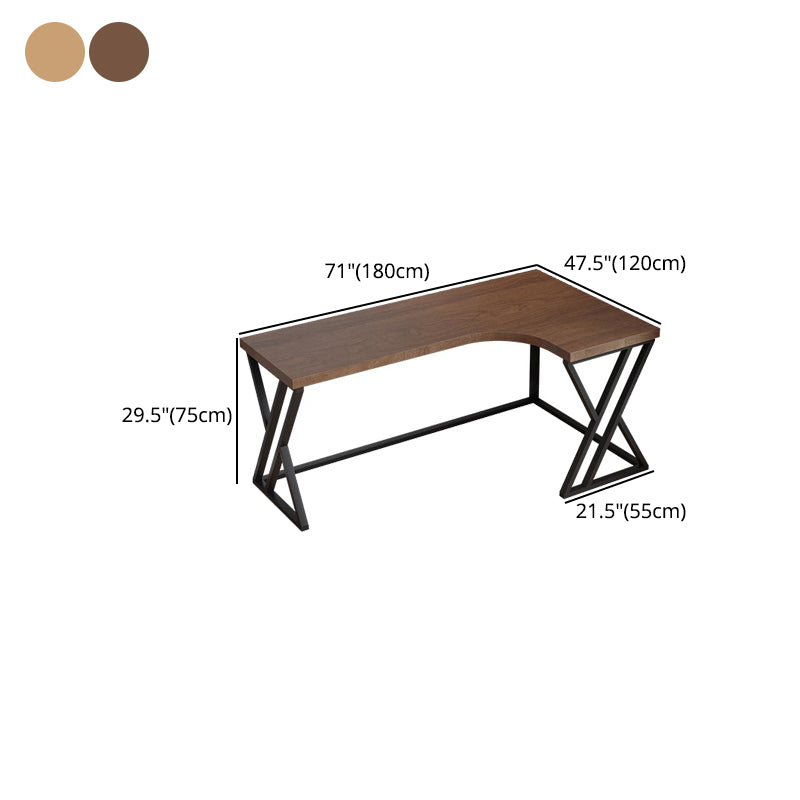 L-Shape Industrial Office Desk  Solid Wood Fixed Writing Table