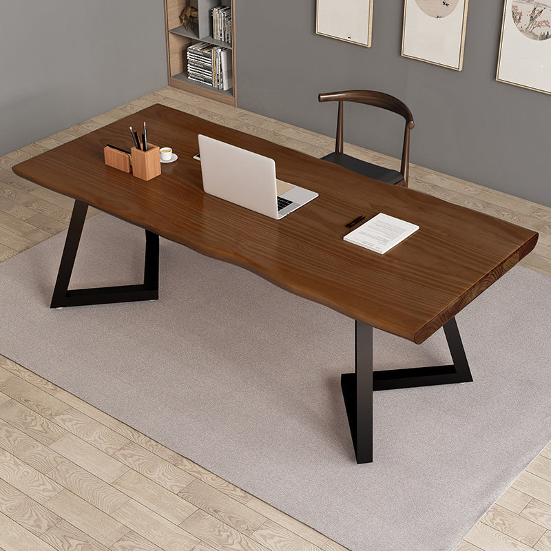 Industrial Style Writing Desk Solid Wood Sled Office Desk for Home