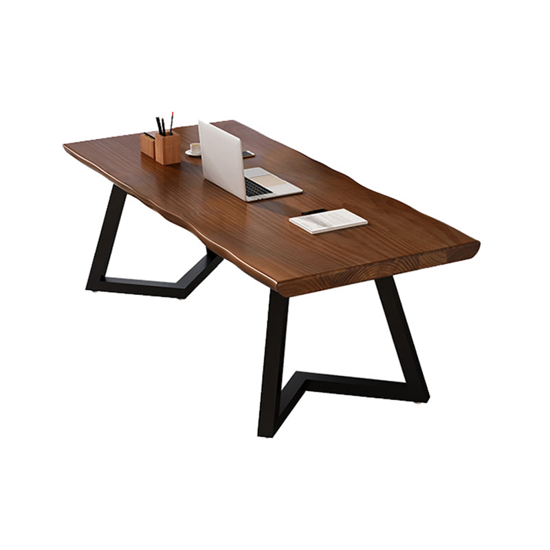 Industrial Style Writing Desk Solid Wood Sled Office Desk for Home