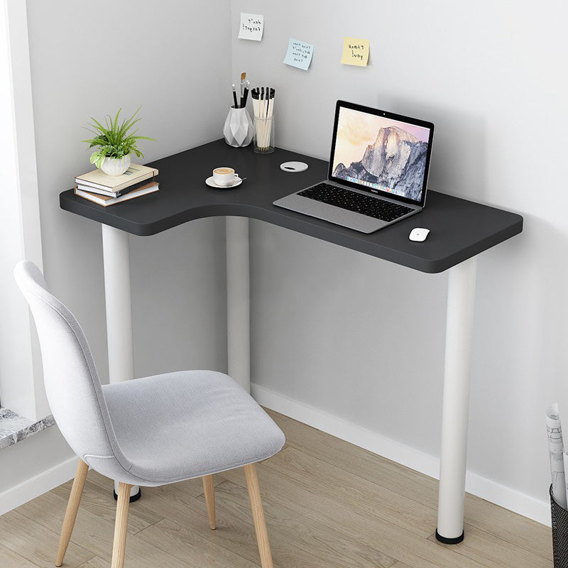 29.5" Hight Office Desk Contemporary Wooden Corner Writing Desk with White Steel Table Leg