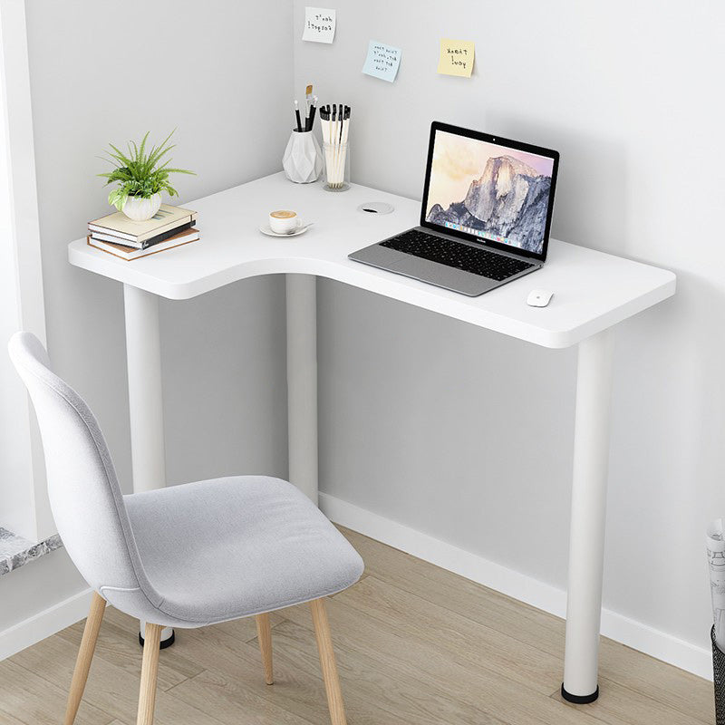 29.5" Hight Office Desk Contemporary Wooden Corner Writing Desk with White Steel Table Leg