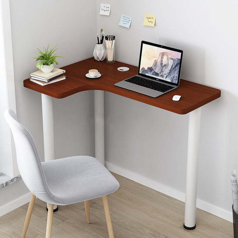 29.5" Hight Office Desk Contemporary Wooden Corner Writing Desk with White Steel Table Leg